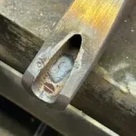 ロウ付けで穴を埋めた後の写真